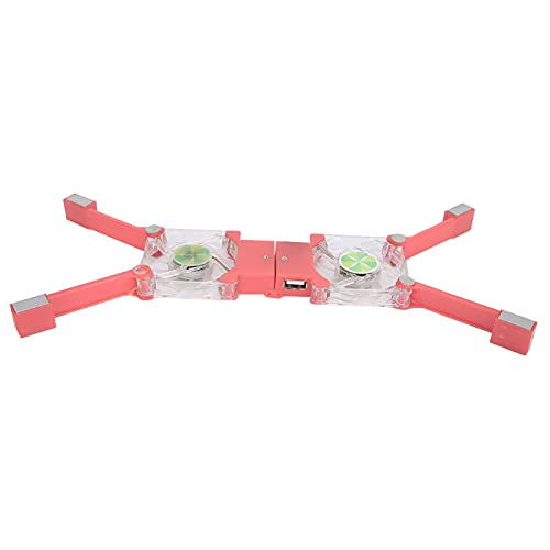 banapo Refroidisseur d'ordinateur Portable, Double Ventilateur alimenté par USB LED Blue Light Computer Cooling Pad Pliable pour Ordinateur Portable(Rose)