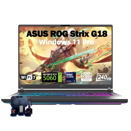 ASUS ROG Strix G18 2026 Ordinateur portable de jeu – Écran nébuleuse de 18 po 2,5K 240 Hz, Intel Core Ultra 9 275HX, GPU GeForce RTX 5060, 32 Go de RAM DDR5, SSD PCIe de 2 To, Windows 11 Pro, RVB par