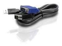 Trendnet TK CU15 - Cable clavier video souris (KVM) - USB, HD-15 (VGA) (M) pour HD-15 (VGA) (M) - 4.5 m - Black
