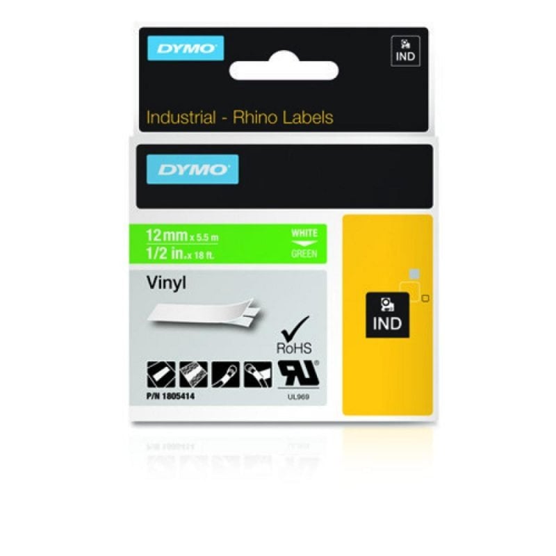 Dymo Étiquettes Vinyle DYMO IND Multicolore 1,2 cm x 5,5 m Résistant aux UV et aux Produits Chimiques