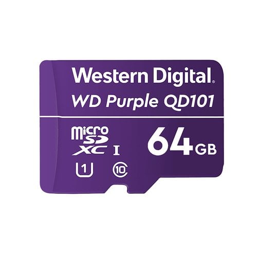 western-digital Carte MicroSDXC Western Digital WD Purple SC QD101 64 Go Classe 10 U1 Vitesse élevée