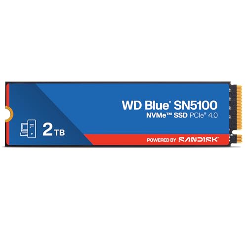 WD Blue SN5100 SSD 2 to (7 100 MB s en Lecture, Disque SSD NVMe, M.2 2280, PCIe Gen 4.0, nCache 4.0, Technologie Sandisk 3D CBA NAND, Acronis True Image)