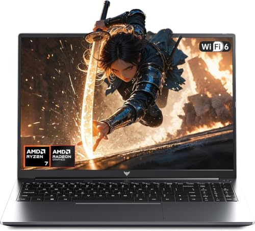 Tivique 16 Ordinateur Portable Gamer ave Ryzen 7 H255 (jusqu'à 4,90 GHz) | PC Portables 8C 16T - 4800MHz 24Go DDR5 512Go SSD M.2, FHD 1200p, HDMI,WiFi 6,Radeon 780M 12C,Clavier Rétroéclairé