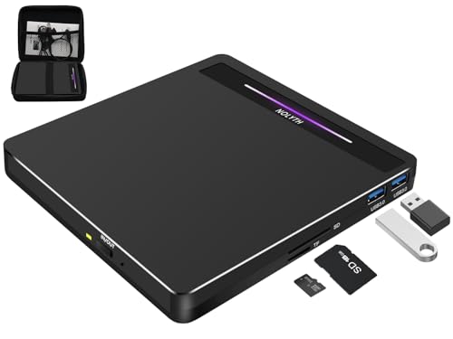 NOLYTH Lecteur de CD DVD Externe USB C et USB 3.0 Graveur de CD Portable Lecteur DVD avec SD TF et 2 Ports USB, lecteurs de Disque Optique pour Ordinateur Portable PC Mac MacBook Pro Air Windows 11 1