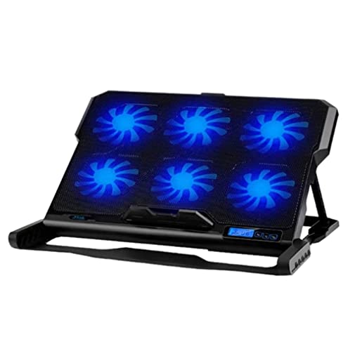 KG7HQRP Support de refroidissement pour ordinateur portable 6 ventilateurs 2 ports USB et supports réglables à 6 positions