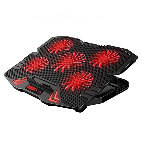 Support de refroidissement pour ordinateur portable pour bureau et ordinateur portable, support de ventilateur pour ordinateur portable, 5 hauteurs réglables avec 5 ventilateurs silencieux et support