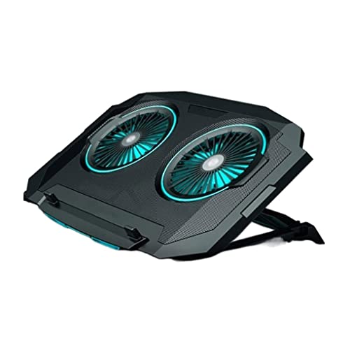 Ventilateur d'ordinateur portable tapis de refroidissement pour ordinateurs portables de 12 à 17,3 pouces 2 ventilateurs de refroidissement avec lumières bleu rouge pour la maison et le bureau