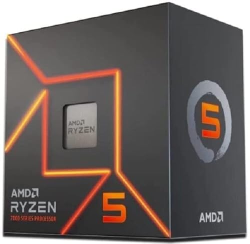 AMD Ryzen 5 7600 Processeur (Radeon Graphique Intégré, 6 Cœurs 12 Threads, 65W TDP, Socket AM5, Cache 38Mo, jusqu'à 5,1 GHz Fréquence Boost, avec Ventilateur wraith Stealth)