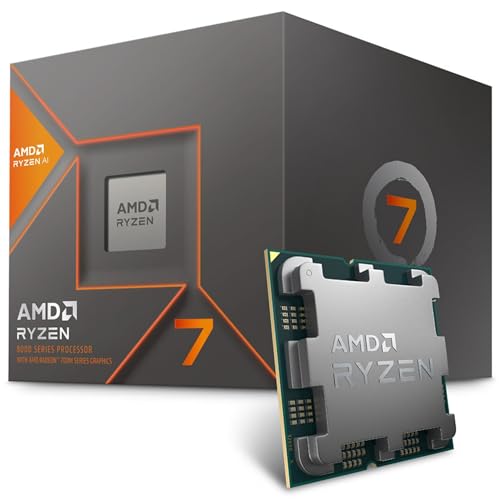 AMD Ryzen 7 8700G Processeur (Radeon Graphique Intégré, Ryzen AI, 8 Cœurs 16 Threads, 65W DTP, Socket AM5, Cache 24MO, jusqu'à 5.1Ghz Fréquence Boost, Ventilateur Wraith Stealth