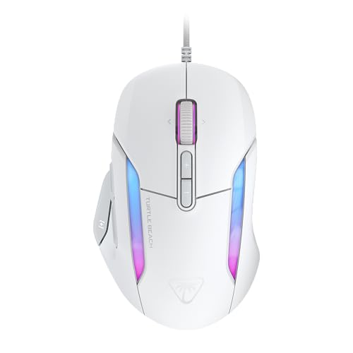 Turtle Beach Kone II - Souris Gaming RGB Ergonomique Filaire, Capteur Optique 26000 DPI, Interrupteurs Optiques 100 M de Clics, 23 Entrées Personnalisables, Molette 4D, Patins en PTFE Pur - Blanc