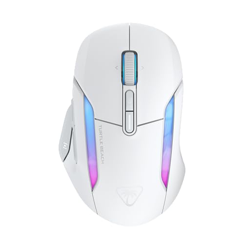 Turtle Beach Kone II Air - Souris Gaming RGB Ergonomique Sans Fil,Bbatterie 350h, Capteur Optique 26 000 DPI, 21 Entrées Personnalisables, Molette 4D Free-Spin - Blanc