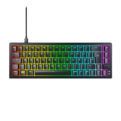 CHERRY XTRFY K5V2 Compact, Clavier de gaming mécanique, format 65 , Disposition allemande (QWERTZ), Clavier Hot-Swap, CHERRY MX2A RED Switches, Noir