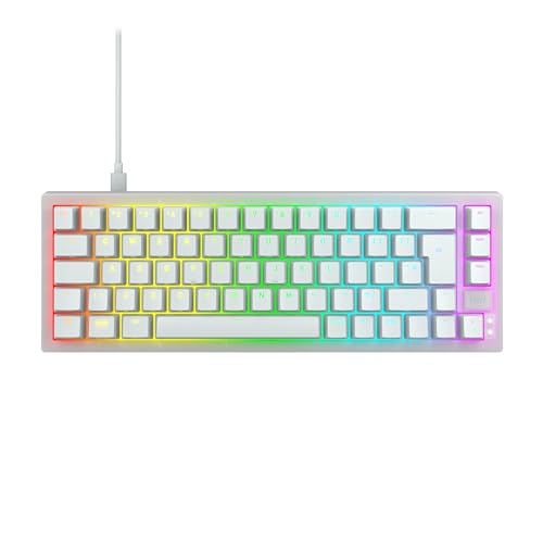 CHERRY XTRFY K5V2 Compact, Clavier de gaming mécanique, format 65 , Disposition UK (QWERTY), Clavier Hot-Swap, CHERRY MX2A RED Switches, Blanc transparent