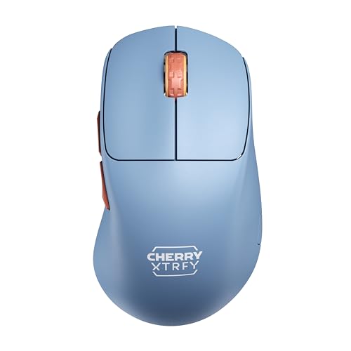 CHERRY XTRFY M64 Wireless, Souris de Gaming Sans Fil Ultralégère, 2,4 GHz, Optimisée pour les esports, Forme Ergonomique avec Front Ultra Plat, Bleu