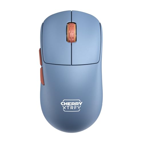 CHERRY XTRFY M68 Wireless, Souris de Gaming Ultralégère, 2,4 GHz, Optimisée pour l'esport, Forme Symétrique avec Front Particulièrement Bas, Bleu
