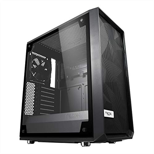 Fractal Design Meshify C Compact Computer Case High Performance Airflow Cooling 2x Fans included PSU Shroud Modular interior Water cooling ready USB3 0 Tempered Glass Light Blackout