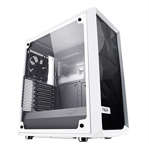 Fractal Design Meshify C Compact Mid Tower Computer Case Airflow Cooling 2x Fans included PSU Shroud Modular interior Water cooling ready USB3 0 Tempered Glass Side Panel White
