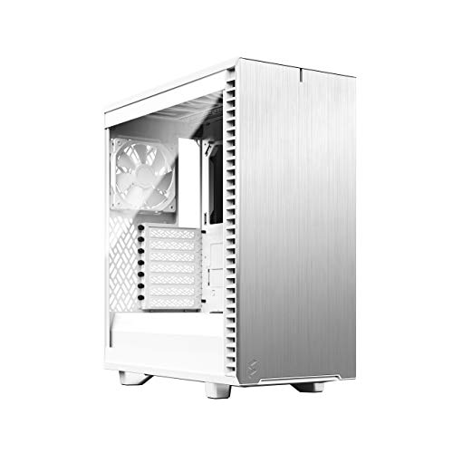 Fractal Design Define 7 Compact White Brushed Aluminum Steel ATX Compact Silent Tempered Glass Window Mid Tower Computer Case
