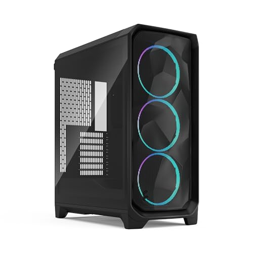 Fractal Design Meshify 3 RGB Black Tempered Glass Light Tint - High Airflow PC Gaming Case - Mesh Front Panel - Three ARGB Momentum 14 Gen 2 Fans Included