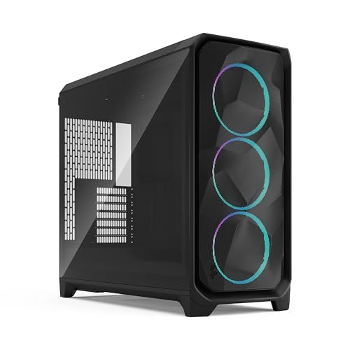 Fractal Design Meshify 3 XL Black RGB - Grand boîtier PC Gaming avec Verre trempé et Ventilation élevée, intérieur spacieux, 3 Ventilateurs ARGB, Support E-ATX, GPU 512mm