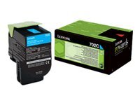 Lexmark 702C - cyan - original - cartouche de toner - LCCP, LRP