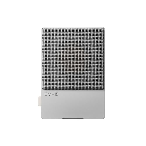 Teenage engineering CM-15 Microphone à condensateur de studio portable avec audio et chargeur USB-C, sortie ligne mini jack 3,5 mm, mini XLR 48 V, batterie rechargeable 10 heures et sélecteur d’effet
