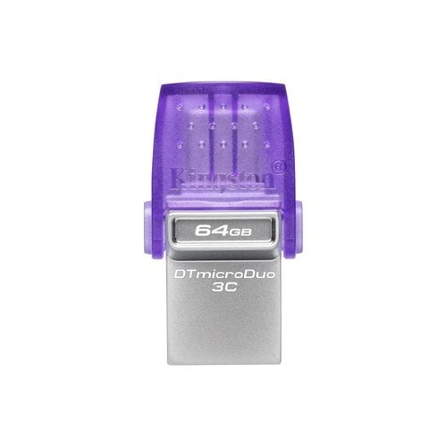 Kingston Kingston Technology DataTraveler microDuo 3C lecteur USB flash 64 Go USB Type A USB Type C 3 2 Gen 1 3 1 Gen 1 Purple, Acier inoxydable