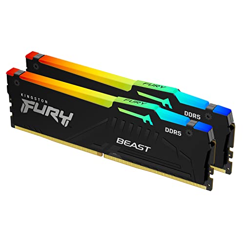 Kingston FURY Beast Noir RGB 32Go (2x16Go) 5600MT s DDR5 CL40 DIMM Mémoire pour PC de Gamer Kit de 2 Intel XMP - KF556C40BBAK2-32