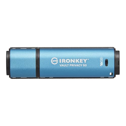 Kingston IronKey Vault Privacy 50 Certifié FIPS 197 et clé USB chiffrée XTS-AES 256 bits pour la protection des données - IKVP50-16GB