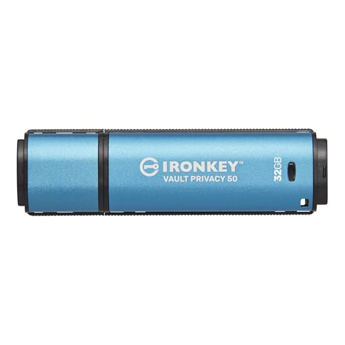 Kingston IronKey Vault Privacy 50 Certifié FIPS 197 et clé USB chiffrée XTS-AES 256 bits pour la protection des données - IKVP50-32GB