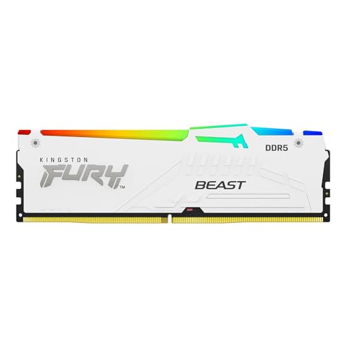 Kingston FURY Beast Blanc RGB 128Go (4x32Go) 5600MT s DDR5 CL40 DIMM Mémoire pour PC de Gamer Kit de 4 Intel XMP - KF556C40BWAK4-128