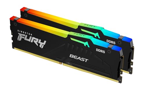 Kingston FURY Beast Noir RGB 16Go (2x8Go) 6000MT s DDR5 CL30 DIMM Mémoire pour PC de Gamer Kit de 2 AMD EXPO Intel XMP - KF560C30BBEAK2-16