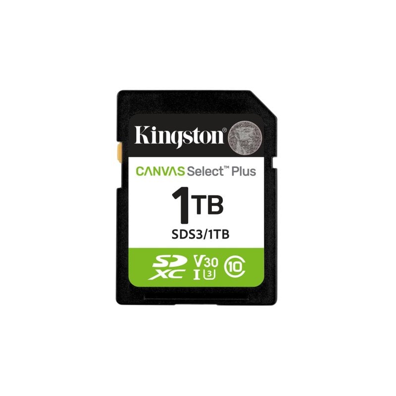 Kingston Carte mémoire Kingston SDXC Canvas Select Plus Gen3 1TB 150 MB s UHS-I U3 V30