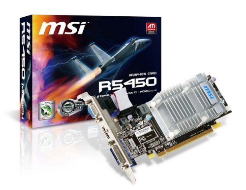 MSI R5450-MD512H GDDR3 Carte Graphique - Cartes Graphiques (GDDR3, 64 bit, 650 MHz, 2560 x 1600 Pixels, PCI Express x16)