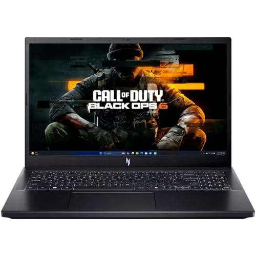 acer Nitro V Ordinateur portable de jeu, écran IPS FHD 15,6 , 144 Hz, AMD Ryzen 5 7535HS, 6 cœurs, GeForce RTX 4050, 16 Go DDR5, SSD 1 To, noir obsidienne, Windows 11, noir, avec fu