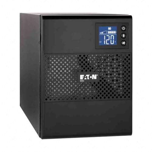 Eaton Onduleur 5SC 1500 IEC Tour - Line-Interactive UPS - Puissance 1500VA (8 Prises IEC 10A) - Régulation de Tension (AVR) - UPS avec Afficheur et Interface USB (Cable USB Inclus) - Noir (5SC1500I)