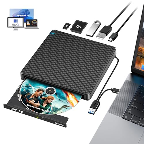 NOLYTH Lecteur Blu Ray Externe - Graveur Bluray Externe USB C pour Ordinateur Portable PC Mac MacBook Windows 11