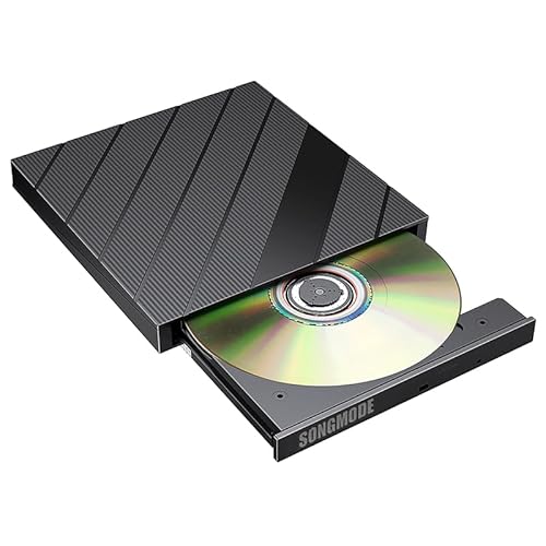SONGMODE Lecteur DVD externe USB 3.0 portable CD DVD -RW Lecteur DVD pour ordinateur portable Graveur CD ROM Compatible avec ordinateur portable PC de bureau Windows Linux OS Apple Mac Noir