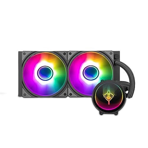 Yeyian Système de Refroidissement Liquide ARGB pour Processeur Intel AMD PC Gaming pour Ordinateur Jeu AIO Watercooling Silencieux | 2 ventilateurs RVB 240 mm | 2000 tr min | (Nouveau 2024)
