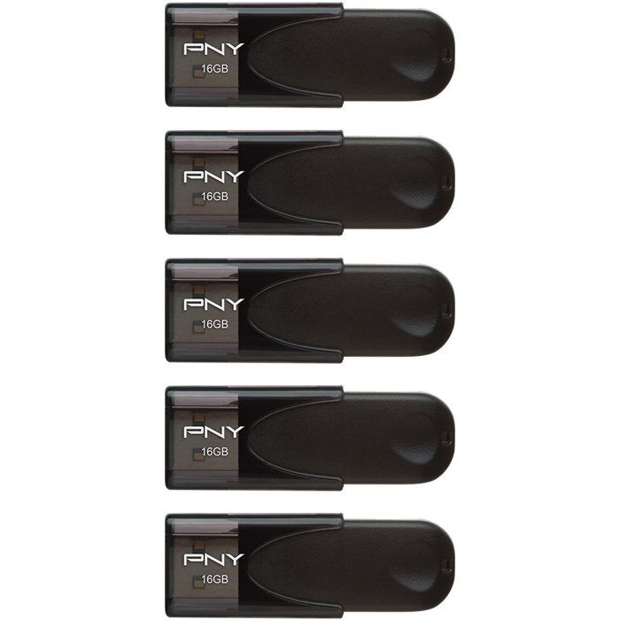 Pack de 5 Cles USB 2.0 - PNY - Attache 4 - 16 Go