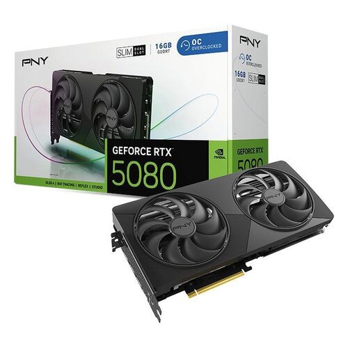 PNY - - NVIDIA Blackwell - GeForce RTX 5080 SLIM OC Dual Fan - 16 Go