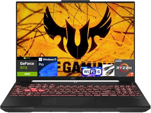 ASUS Ordinateur portable TUF Gaming A16 AMD Ryzen 7 7445HS, écran Full HD 145 Hz, NVIDIA GeForce RTX 4050, 24 Go de RAM DDR5, 512 Go SSD, clavier rétroéclairé, Windows 11 Pro