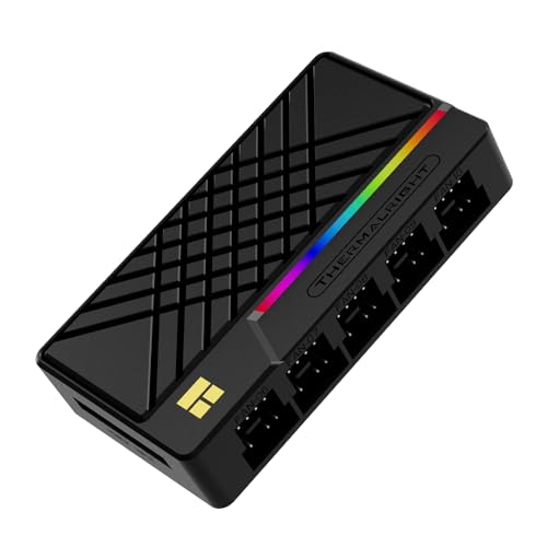 Thermalright ARGB and Fan Hub X10 Black Contrôleur de synchronisation PWM ARGB à 10 ports, construction d'un système de refroidissement et d'éclairage parfait, pour hub de ventilateur de processeur