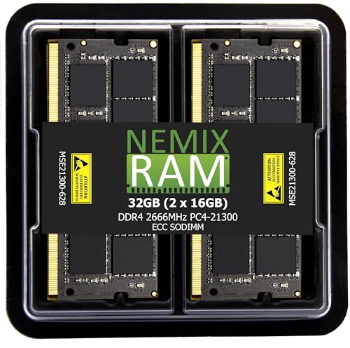 NEMIX RAM Memorycity Kit de mémoire NAS DDR4 2666 MHz PC4-21300 2Rx8 1,2 V CL19 260 broches ECC sans tampon compatible avec Synology D4ECSO-2666-16G
