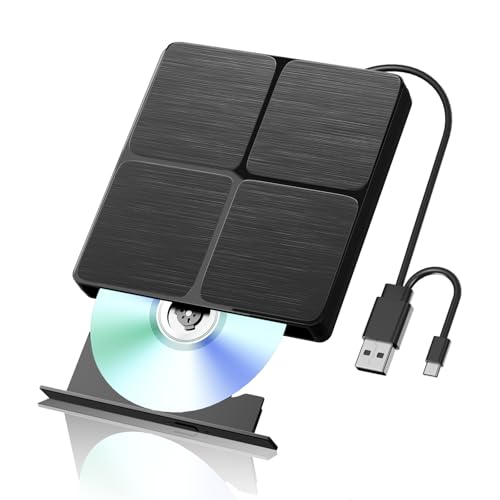 Alphami Lecteur Blu-ray externe, USB 3.0 et graveur Bluray de type C, lecteur externe Blueray DVD pour PC, lecteur CD DVD Blu-Ray externe compatible avec Windows XP 7 8 10 11, Linux, Mac OS