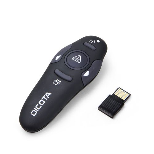 Telecommande de presentation - DICOTA - PinPoint - Pointeur laser integre - Batterie AAA - 10m