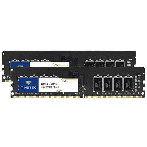 Timetec 32 Go KIT(2x16Go) DDR4 3200 MHz (PC4-3200AA) PC4-25600 UDIMM RAM de Bureau – Non ECC sans Tampon, 288 Broches, 1,2 V, CL22 Module de mémoire DIMM