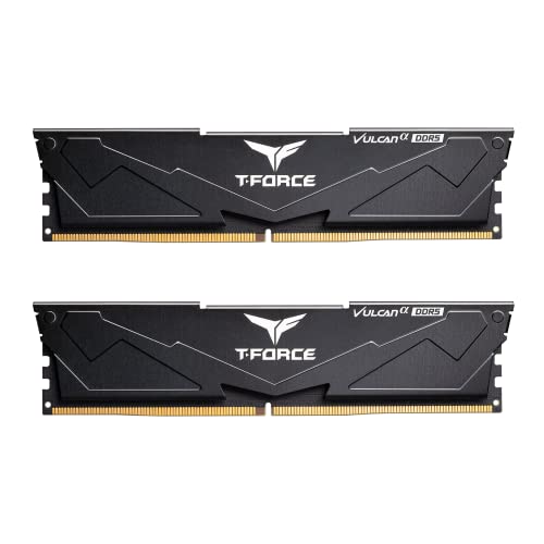 TEAMGROUP T-Force FLABD532G5600HC40BDC01 Vulcan Alpha Lot de 2 barrettes de mémoire RAM DDR5 5600 MHz CL40 pour ordinateur de bureau Noir 32 Go