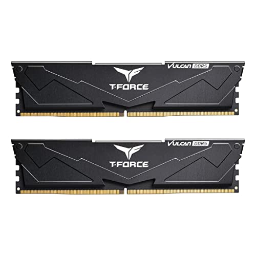 TEAMGROUP T-Force Vulcan FLBD516G5200HC40CDC01 Module de mémoire RAM DDR5 16 Go (2 x 8 Go) 5200 MHz (PC5-41600) CL40 Intel XMP 3.0 et AMD Expo, noir