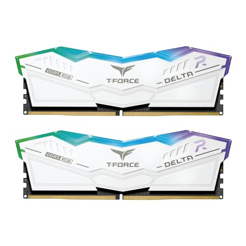 TEAMGROUP T-Force FF4D564G6000HC38GDC01 Delta RGB DDR5 64 Go (2 x 32 Go) 6000 MHz PC5-48000 CL38 Intel XMP 3.0 et AMD Expo, blanc